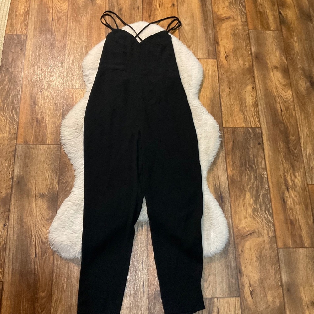 Asos Design Jumpsuit Size 4 Black‎ Open Back Strappy